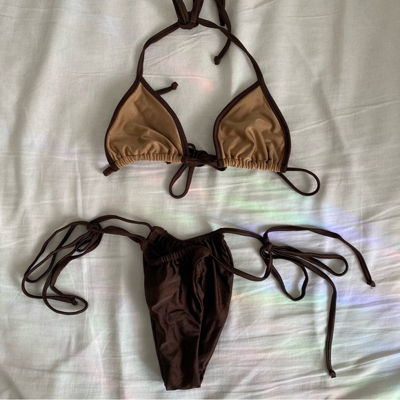 Mai Mia. Triangle Brown Bikini Set. Size M - Picture 1 of 8